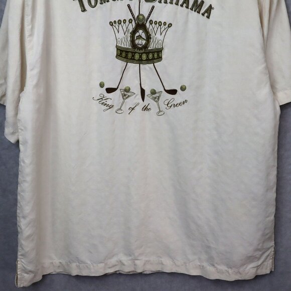 Tommy Bahama King Of The Green Golf Silk Camp Shirt Short Sleeve Mens XL Texture - Picture 8 of 16